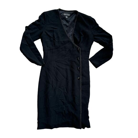 Linda Allard for Ellen Tracy Black Button Down Jacket Dress Size 2 - Picture 1 of 8